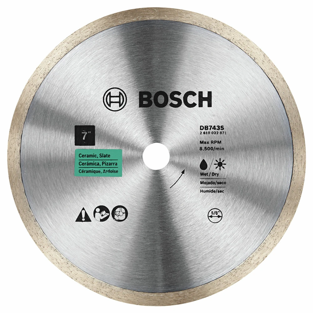 Bosch DB743S Standard Continuous Rim Clean Cut 7 In. Diamond Blade 1 Bosch DB743S Standard Continuous Rim Clean Cut 7 In. Diamond Blade