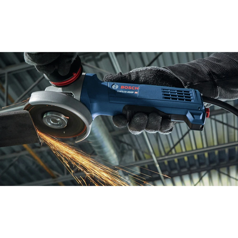 Bosch GWS10-450P 120V 10 Amp Compact 4-1/2 In. Corded Ergonomic Angle Grinder With Paddle Switch 7 Bosch GWS10-450P 120V 10 Amp Compact 4-1/2 In. Corded Ergonomic Angle Grinder With Paddle Switch - Image 7