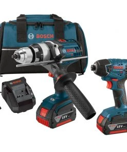 Factory Reconditioned Bosch CLPK222-181-RT 18V 4.0 Ah Cordless Lithium-Ion Brute Tough Hammer Drill And Hex Impact Driver Combo Kit