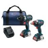 Factory Reconditioned Bosch CLPK238-181-RT 18V 2.0 Ah Cordless Lithium-Ion EC Brushless Impact Driver And Drill Driver Combo Kit